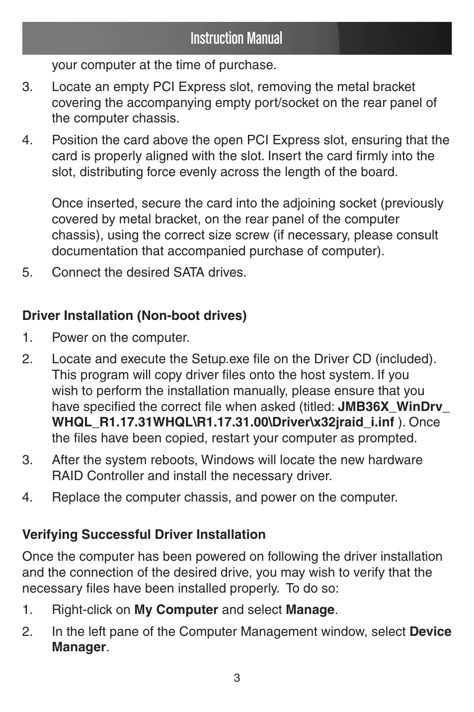 Instruction manual | StarTech.com PEXSATA22I User Manual | Page 6 / 12