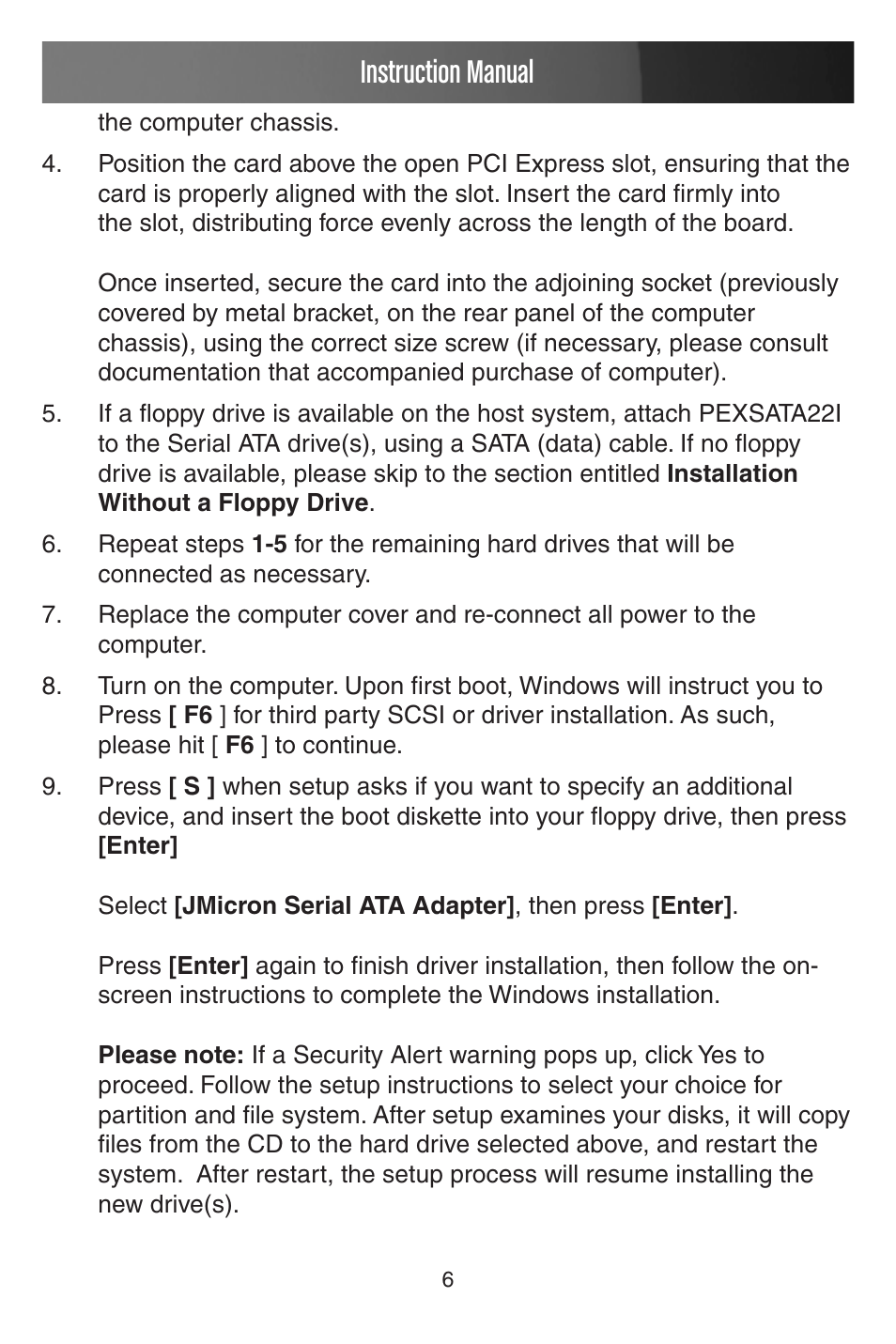 Instruction manual | StarTech.com PEXSATA22I User Manual | Page 9 / 12