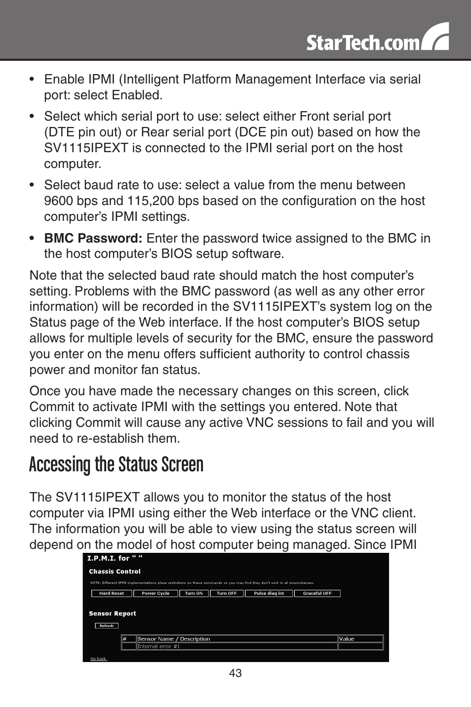 Accessing the status screen | StarTech.com SV1115IPEXT User Manual | Page 47 / 67