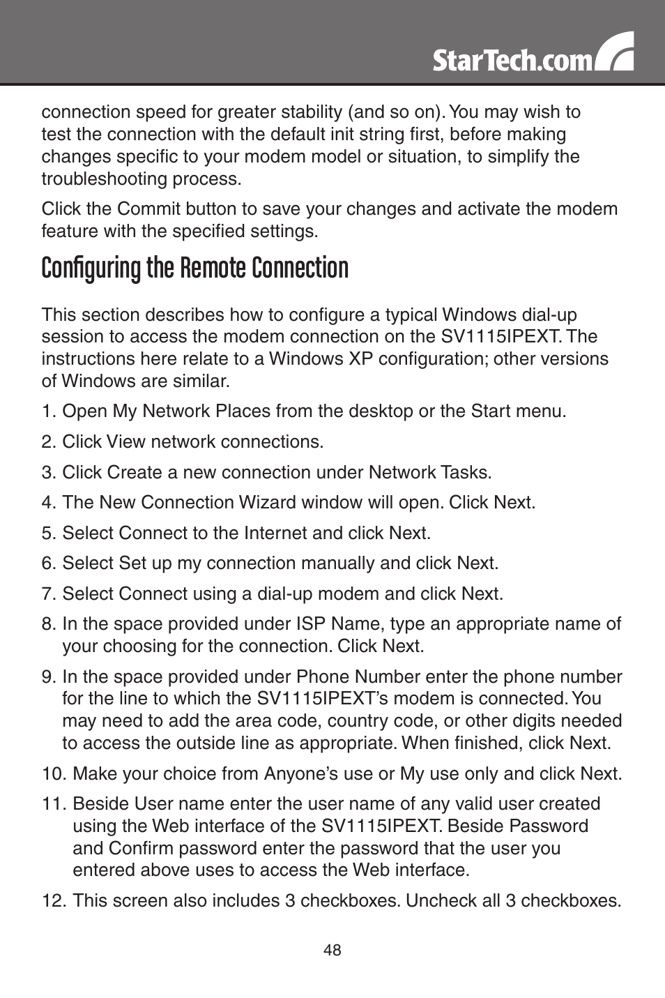 Configuring the remote connection | StarTech.com SV1115IPEXT User Manual | Page 52 / 67