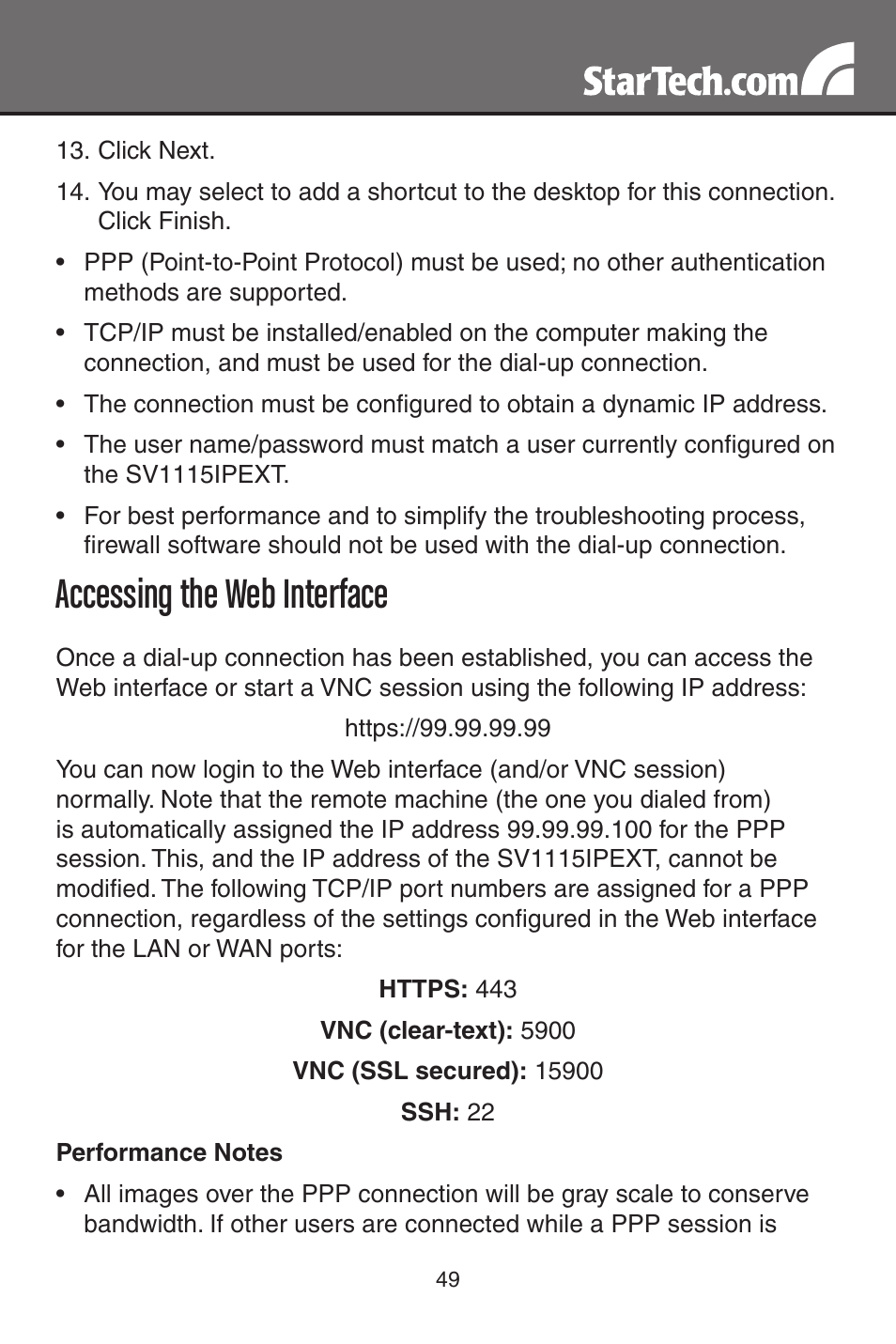 Accessing the web interface | StarTech.com SV1115IPEXT User Manual | Page 53 / 67