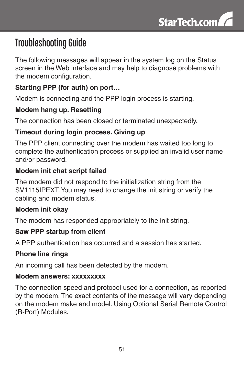 Troubleshooting guide | StarTech.com SV1115IPEXT User Manual | Page 55 / 67