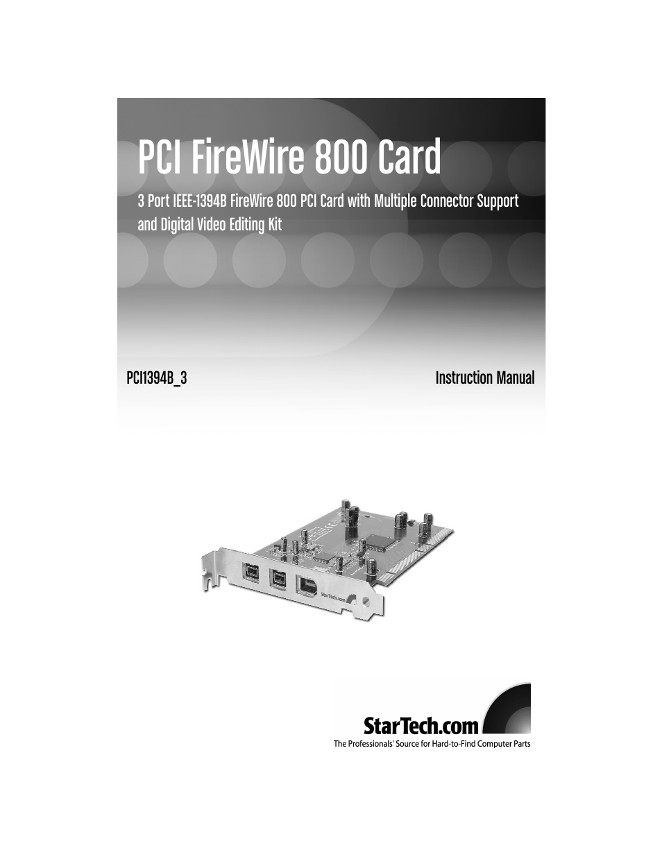 StarTech.com PCI1394B_3 User Manual | 8 pages