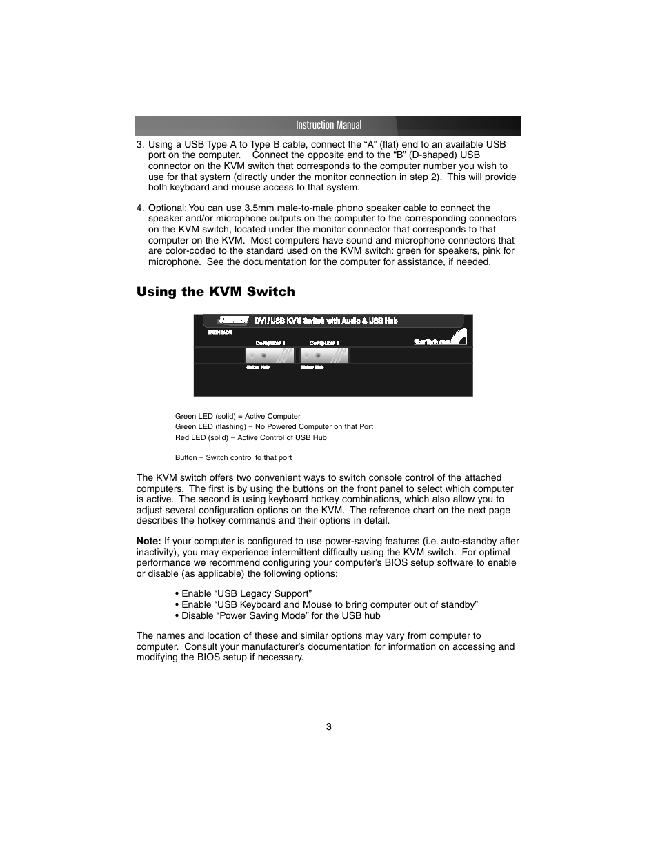 Using the kvm switch, Instruction manual | StarTech.com SV231UADVI User Manual | Page 6 / 10