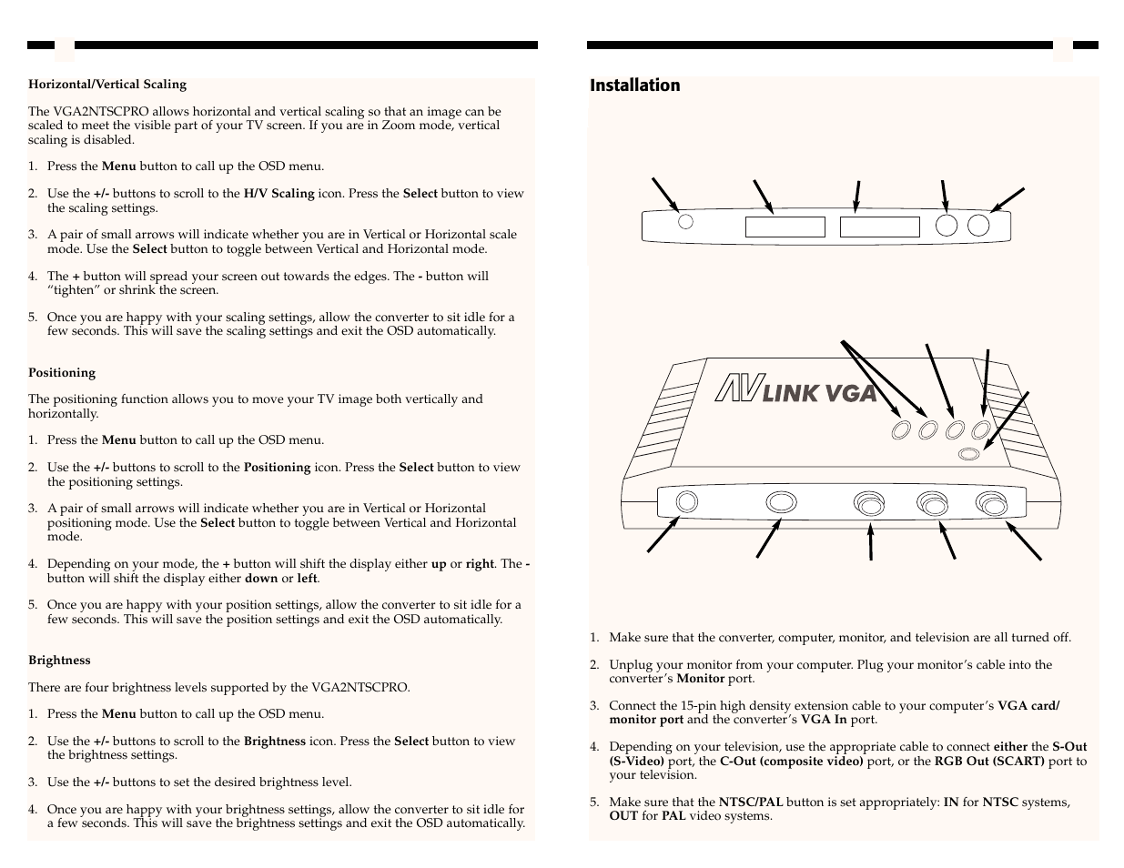 Installation | StarTech.com VGA2NTSCPRO User Manual | Page 5 / 6