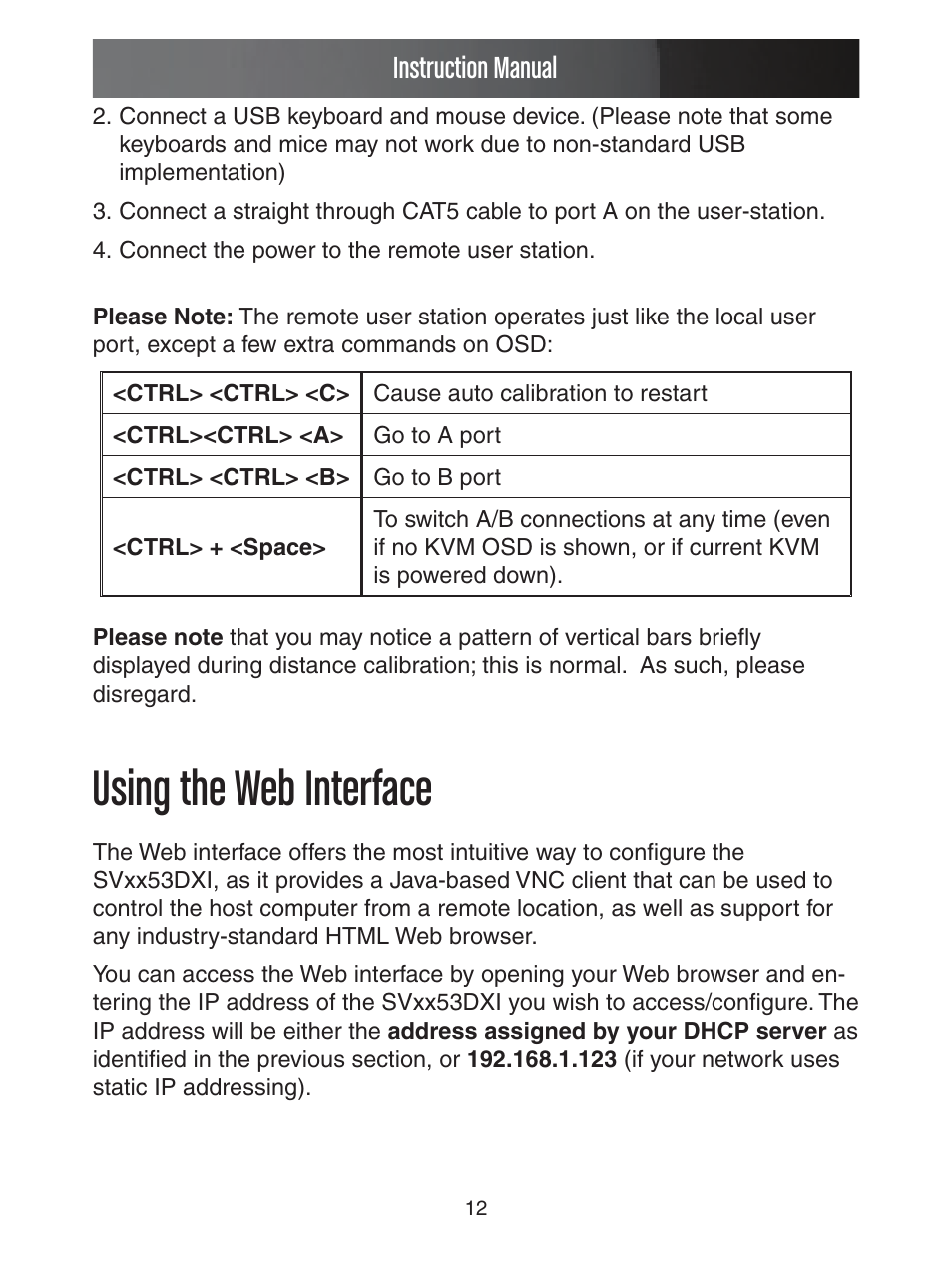 Using the web interface, Instruction manual | StarTech.com ENTERPRISE CLASS SV1653DXI User Manual | Page 17 / 74