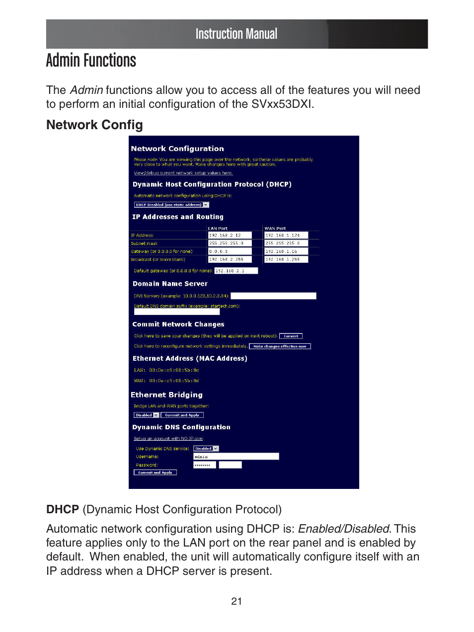 Admin functions, Instruction manual | StarTech.com ENTERPRISE CLASS SV1653DXI User Manual | Page 26 / 74