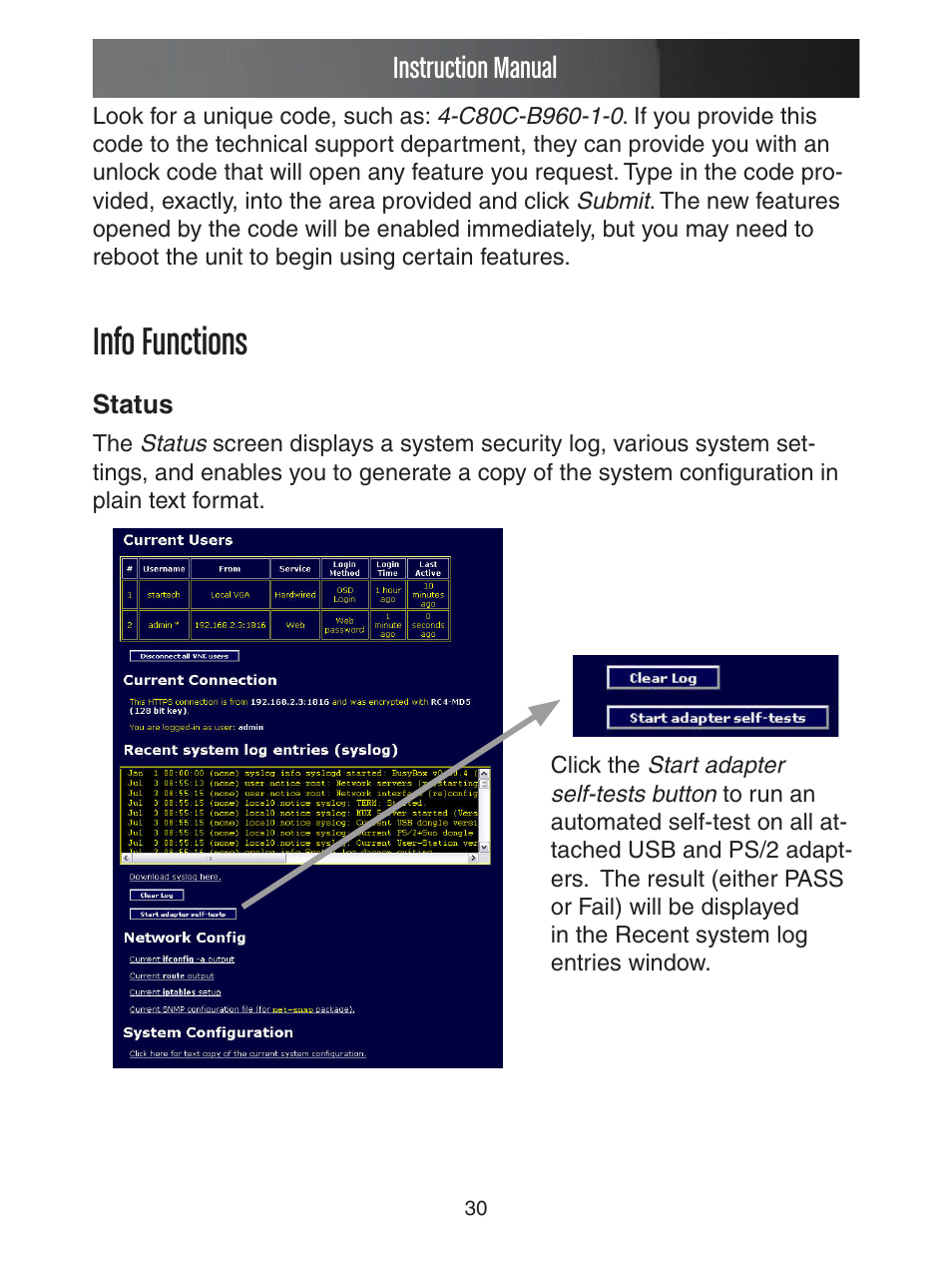 Info functions, Instruction manual | StarTech.com ENTERPRISE CLASS SV1653DXI User Manual | Page 35 / 74