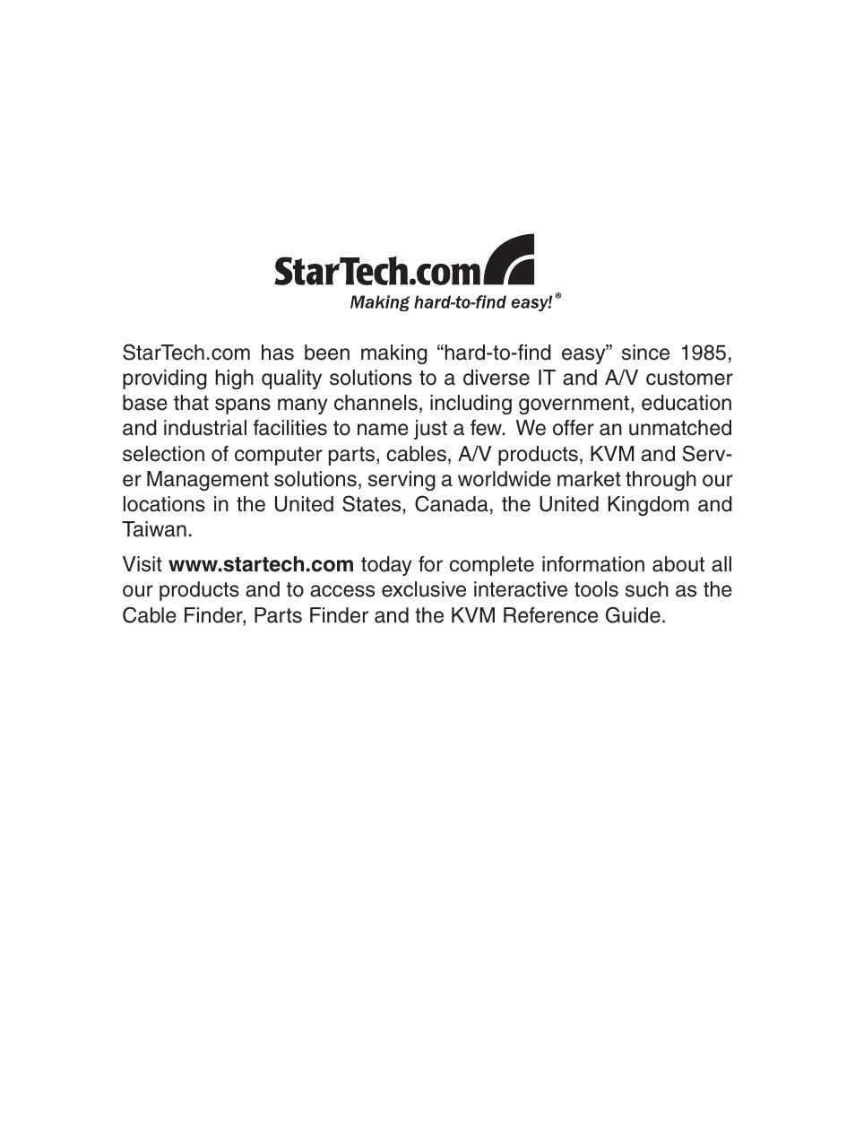 StarTech.com ENTERPRISE CLASS SV1653DXI User Manual | Page 74 / 74