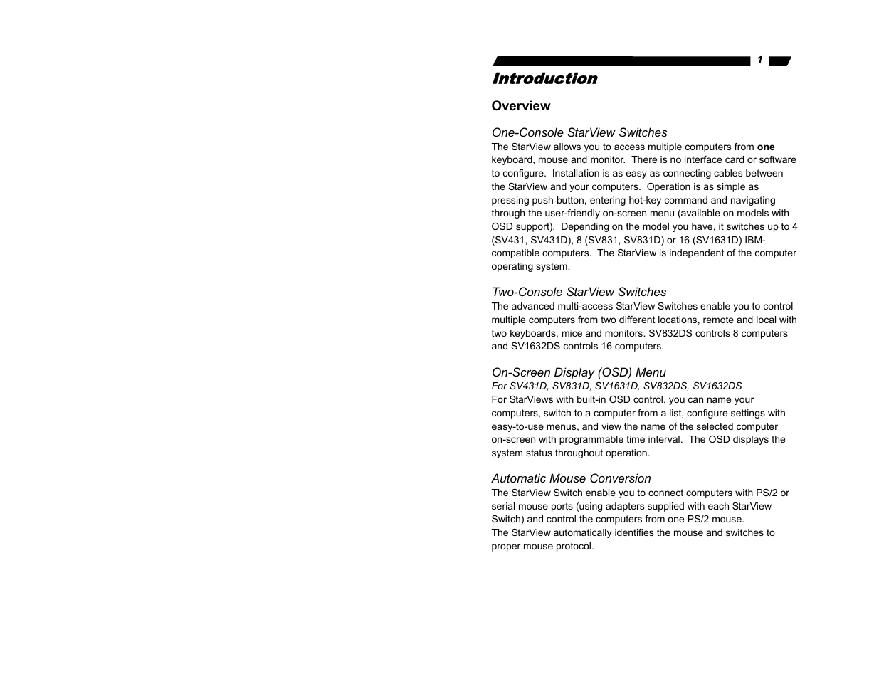 Introduction | StarTech.com StarView SV1632DS User Manual | Page 3 / 27