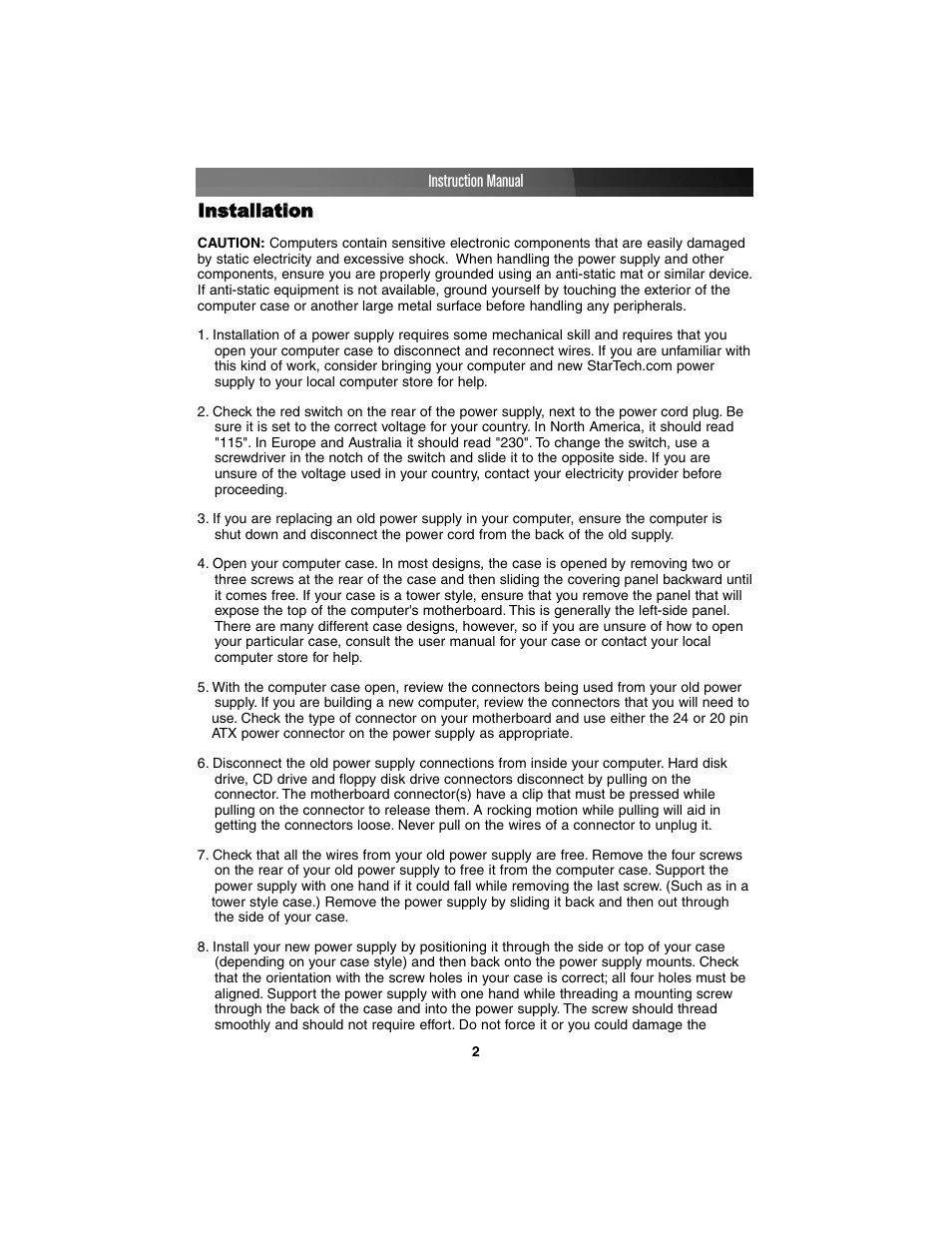 StarTech.com ATX2POWER450 User Manual | Page 5 / 8