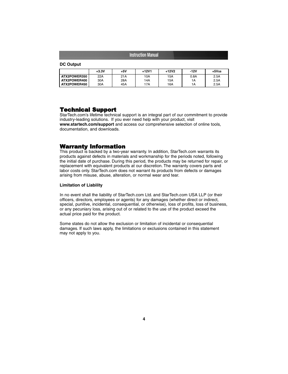 StarTech.com ATX2POWER450 User Manual | Page 7 / 8