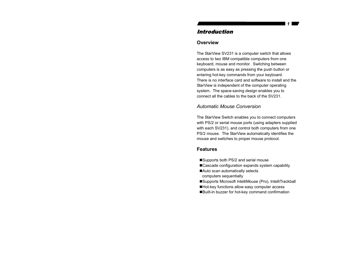 Introduction | StarTech.com StarView SV231 User Manual | Page 3 / 14
