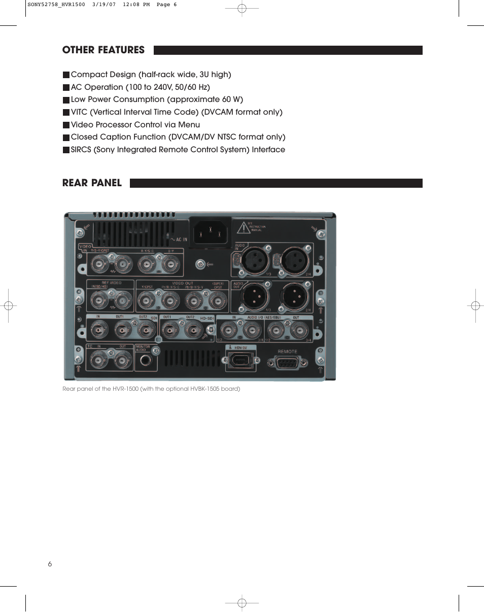Other features rear panel | StarTech.com HVR-1500 User Manual | Page 6 / 8