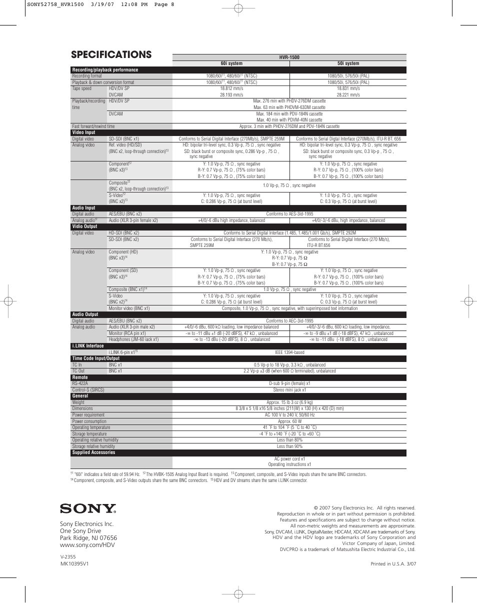 Specifications | StarTech.com HVR-1500 User Manual | Page 8 / 8