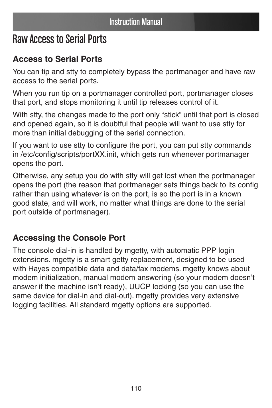 Raw access to serial ports, Instruction manual | StarTech.com CONYX ECS0016 User Manual | Page 117 / 140