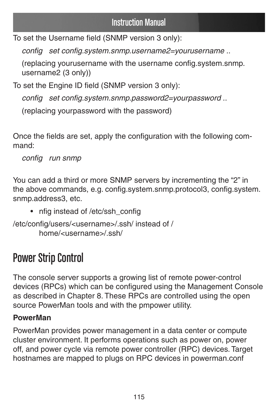 Power strip control, Instruction manual | StarTech.com CONYX ECS0016 User Manual | Page 122 / 140