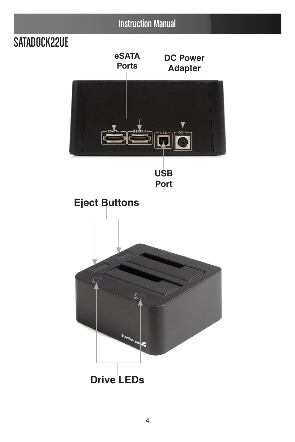Satadock22ue, Instruction manual | StarTech.com STARTECH 2.5/3.5"SATAHD Docking Station SATADOCKU2 User Manual | Page 7 / 15