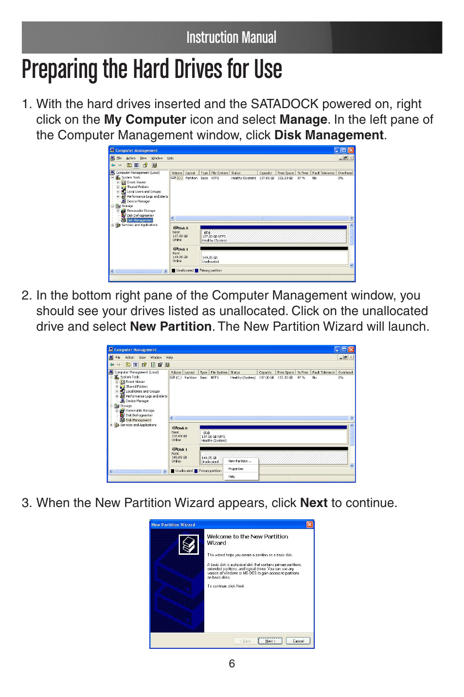 Preparing the hard drives for use, Instruction manual | StarTech.com STARTECH 2.5/3.5"SATAHD Docking Station SATADOCKU2 User Manual | Page 9 / 15