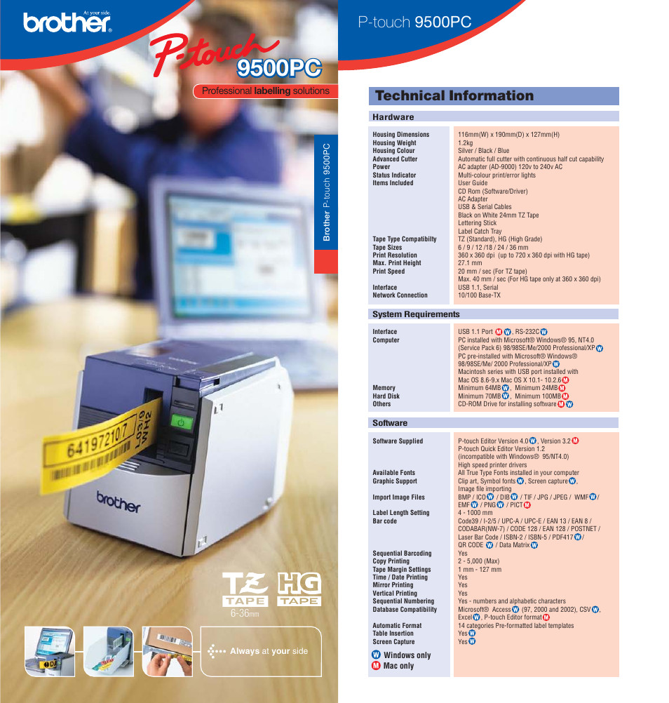 StarTech.com P-Touch 9500PC User Manual | 4 pages