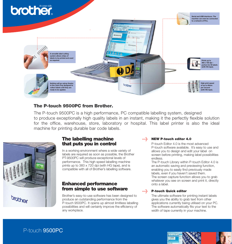 P-touch 9500pc, Enhanced performance from simple to use software, The labelling machine that puts you in control | The p-touch 9500pc from brother | StarTech.com P-Touch 9500PC User Manual | Page 2 / 4