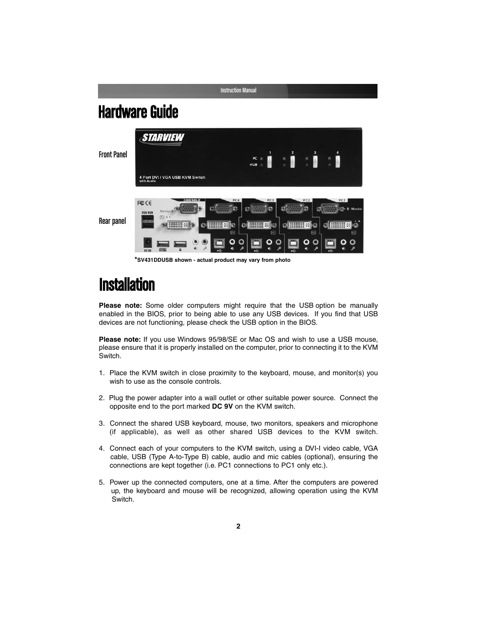 Hhaarrddw waarree gguuiiddee | StarTech.com SV231DDUSB User Manual | Page 5 / 12