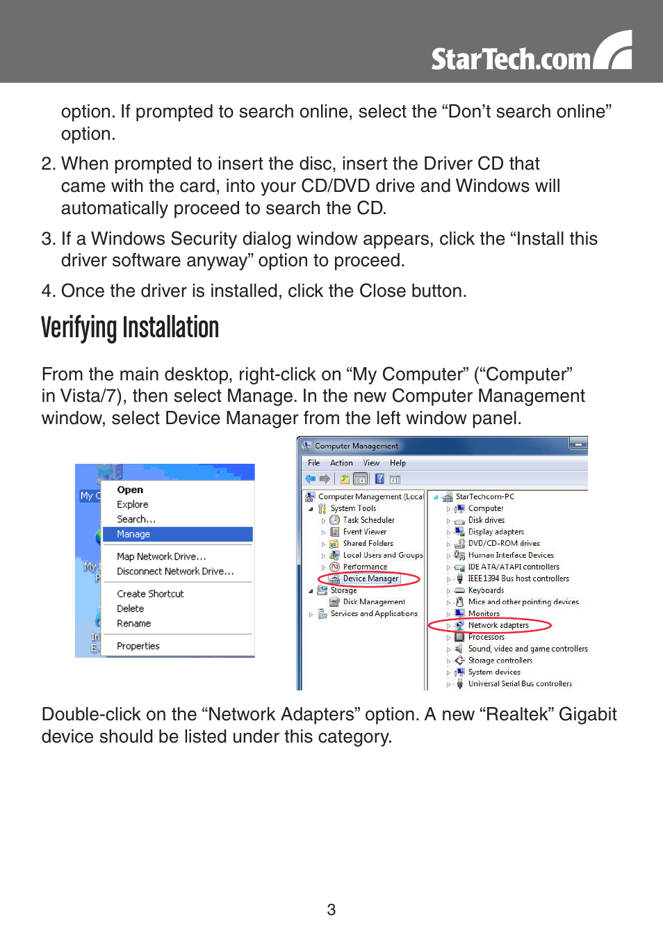 Verifying installation | StarTech.com EC1000S User Manual | Page 6 / 9