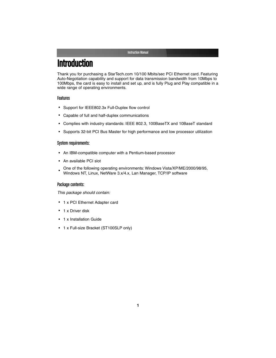 Introduction | StarTech.com ST100S User Manual | Page 4 / 10