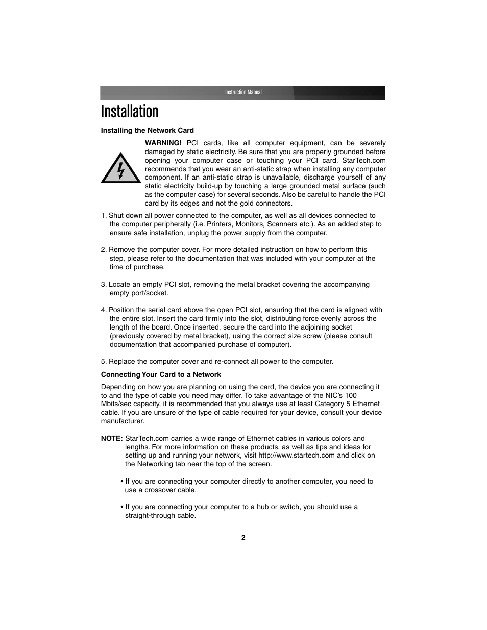 Installation | StarTech.com ST100S User Manual | Page 5 / 10