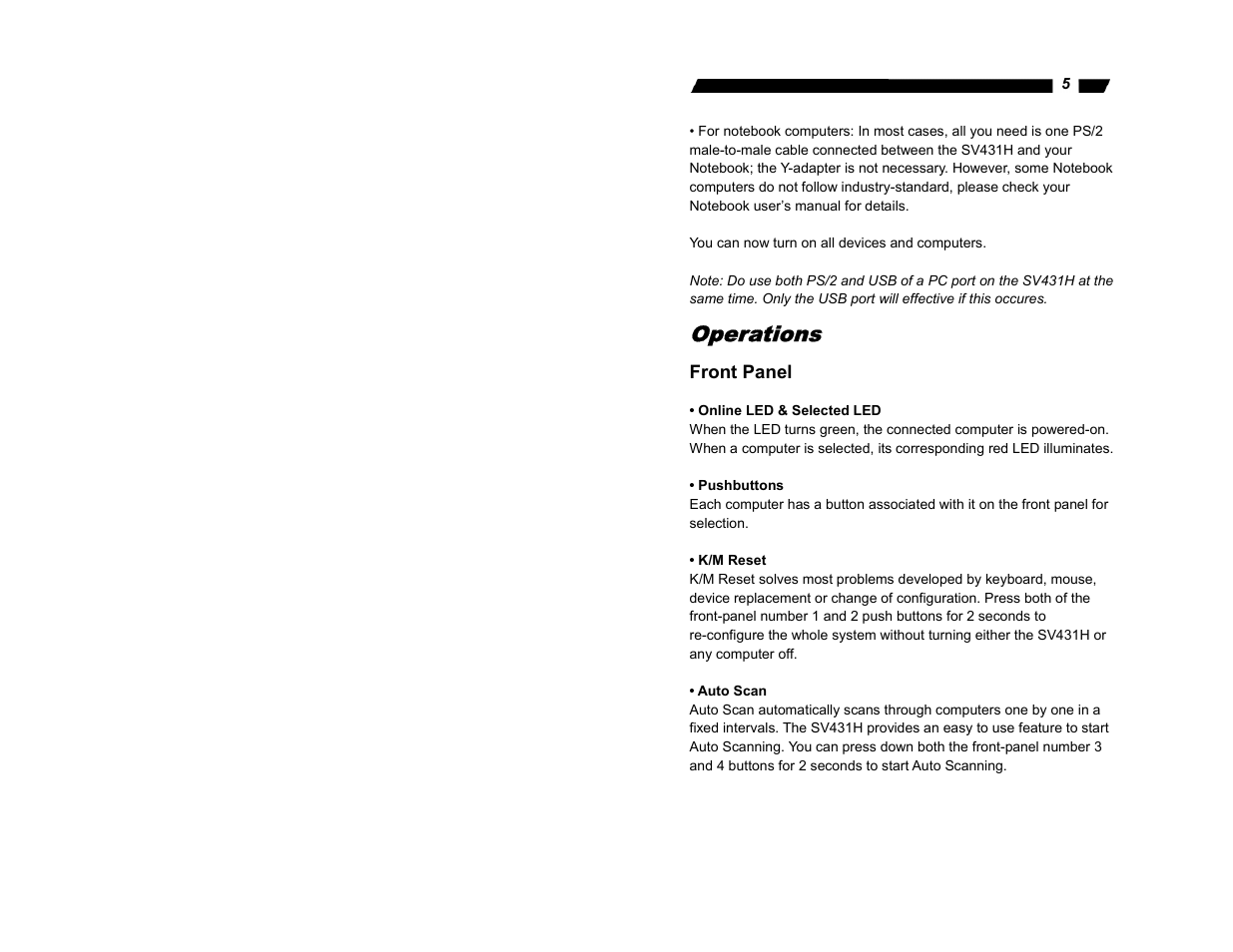 Operations | StarTech.com StarView SV431H User Manual | Page 7 / 12
