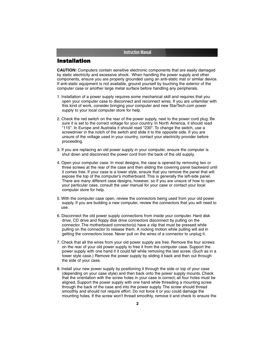 StarTech.com CFXPOWER350 User Manual | Page 5 / 8