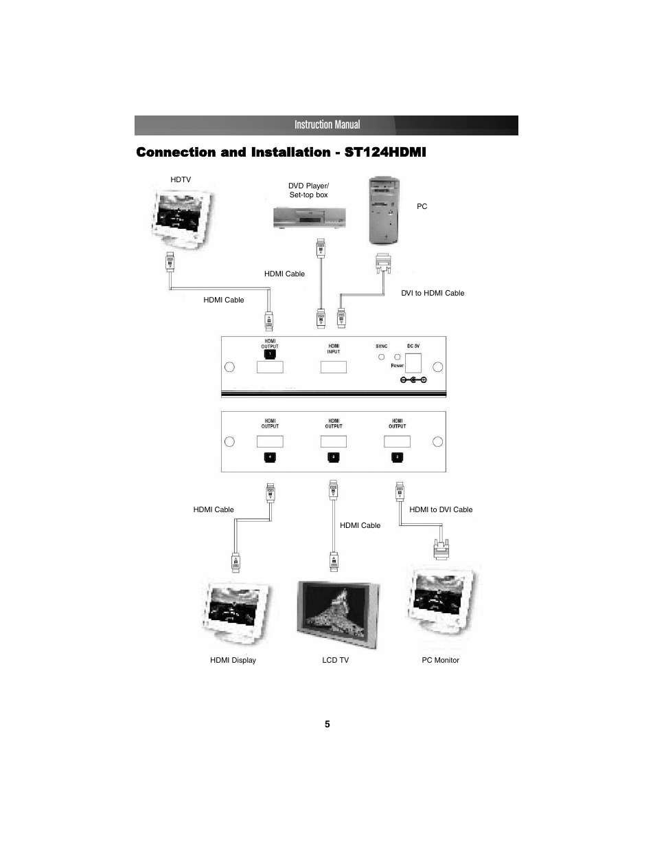 Instruction manual, Connection and installation - st124hdmi | StarTech.com ST124HDMI User Manual | Page 8 / 13