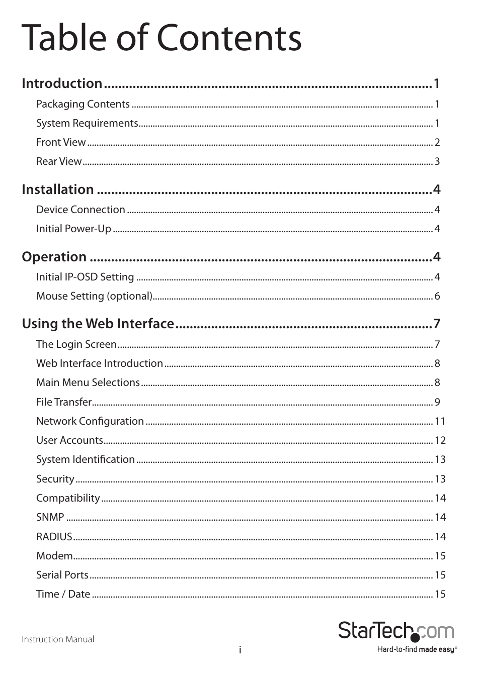StarTech.com STARVIEW SV441DUSBI User Manual | Page 3 / 52