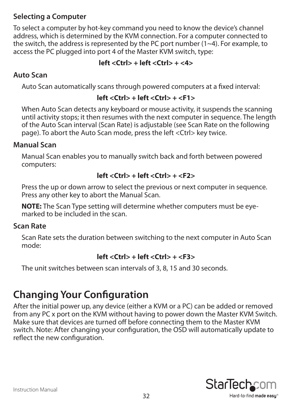 Changing your configuration | StarTech.com STARVIEW SV441DUSBI User Manual | Page 37 / 52