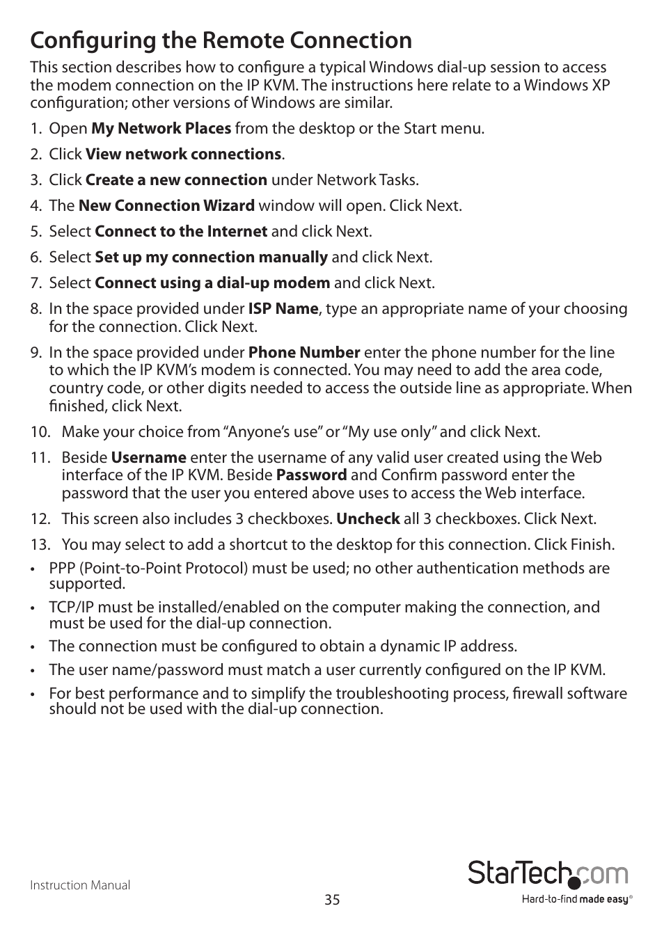 Configuring the remote connection | StarTech.com STARVIEW SV441DUSBI User Manual | Page 40 / 52