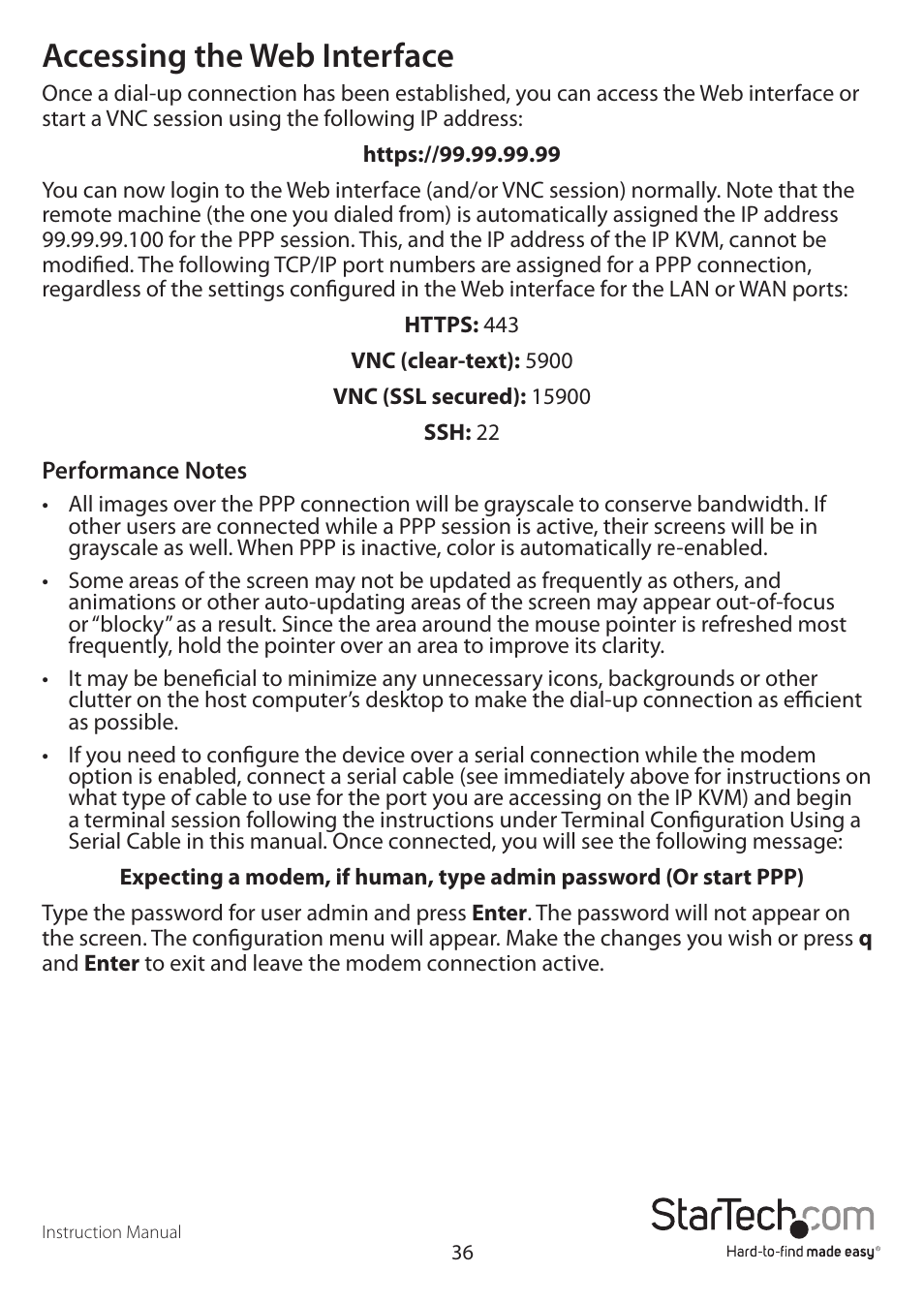 Accessing the web interface | StarTech.com STARVIEW SV441DUSBI User Manual | Page 41 / 52