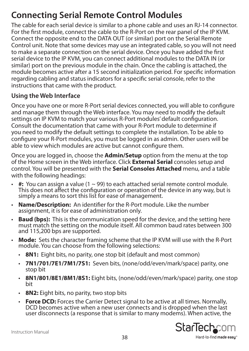 Connecting serial remote control modules | StarTech.com STARVIEW SV441DUSBI User Manual | Page 43 / 52