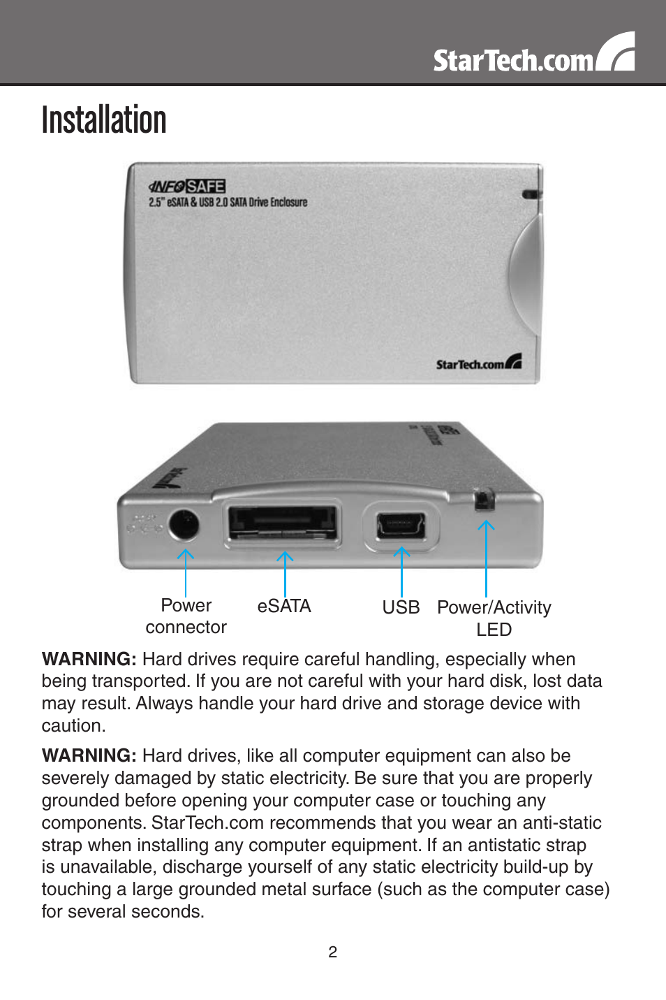 Installation | StarTech.com SAT2510U2E User Manual | Page 5 / 12