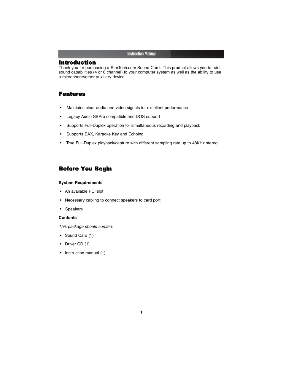 StarTech.com PCISOUND4CH User Manual | Page 4 / 10