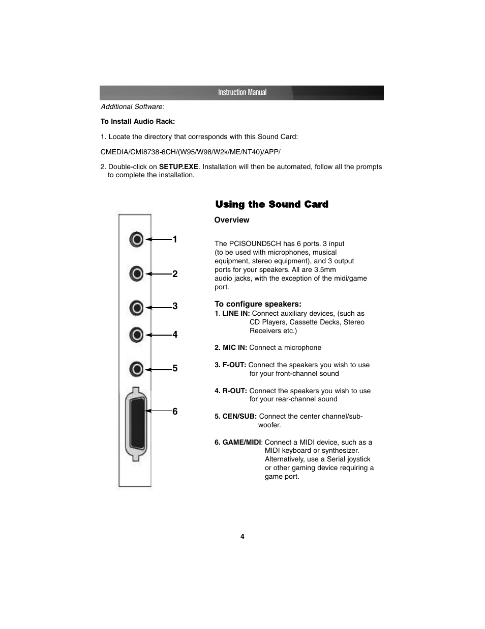 StarTech.com PCISOUND5CH User Manual | Page 7 / 10