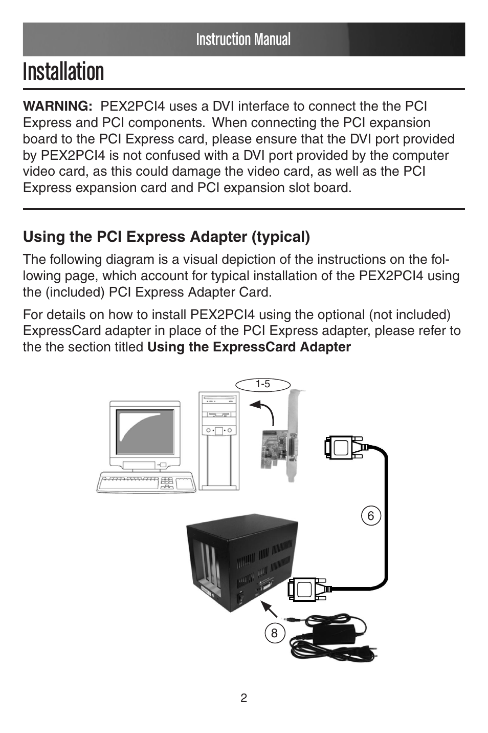 Installation, Instruction manual | StarTech.com PCI EXPANSION BAY PEX2PCI4 User Manual | Page 5 / 13