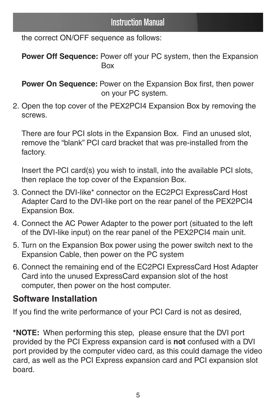 Instruction manual | StarTech.com PCI EXPANSION BAY PEX2PCI4 User Manual | Page 8 / 13