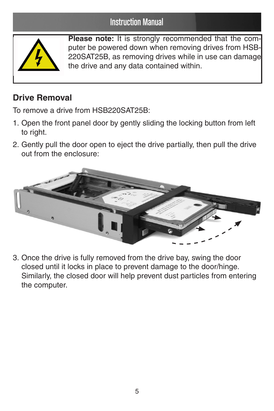 Instruction manual | StarTech.com HSB220SAT25B User Manual | Page 8 / 11