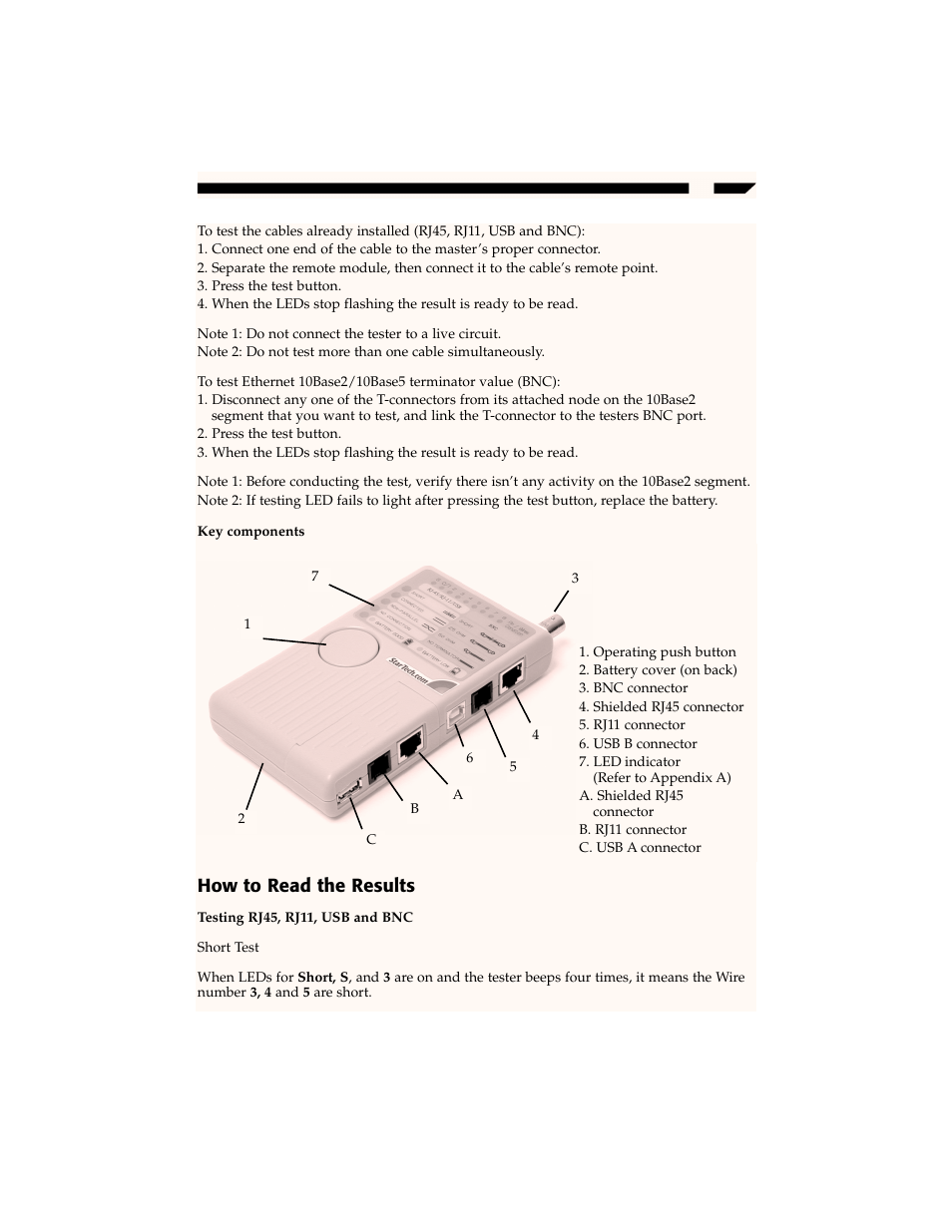 How to read the results | StarTech.com CTK400LAN User Manual | Page 7 / 9