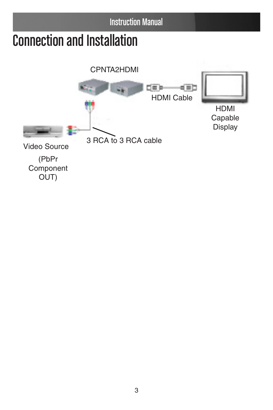 Connection and installation, Instruction manual | StarTech.com CONVERGEAV CPNTA2HDMI User Manual | Page 6 / 9