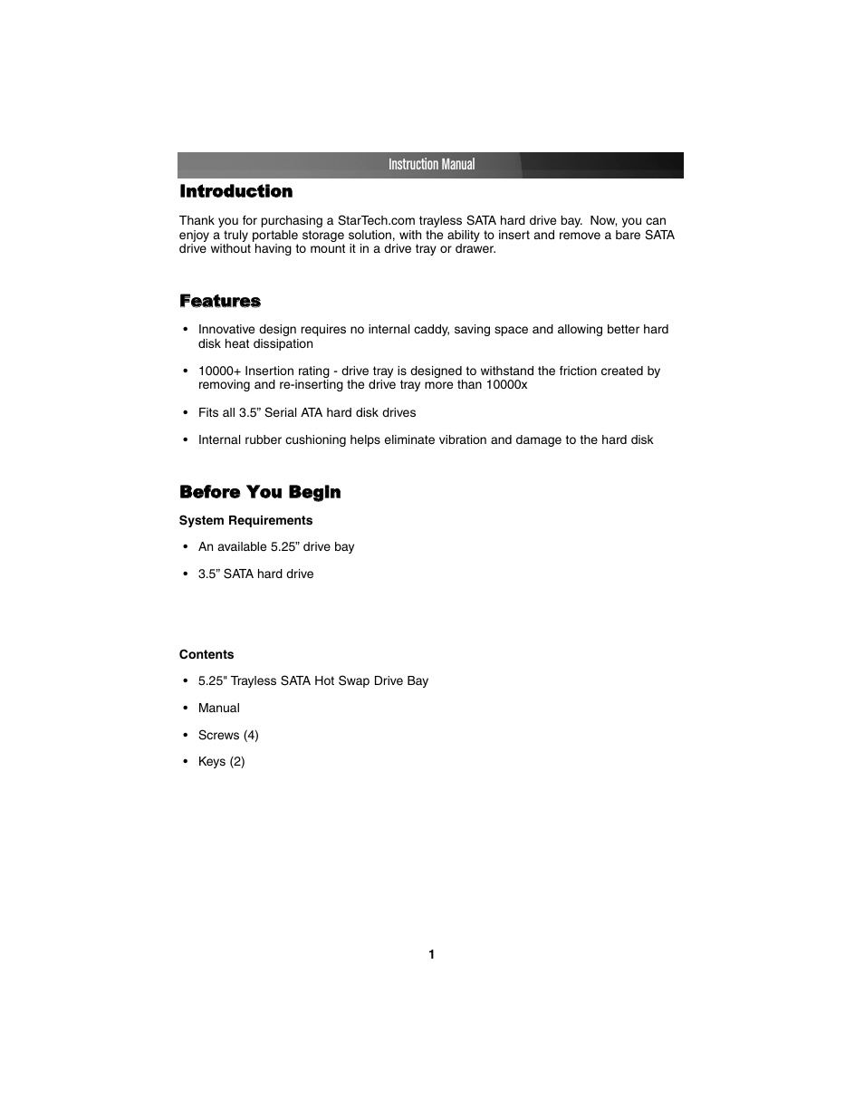 StarTech.com HSB100SATBK User Manual | Page 4 / 9