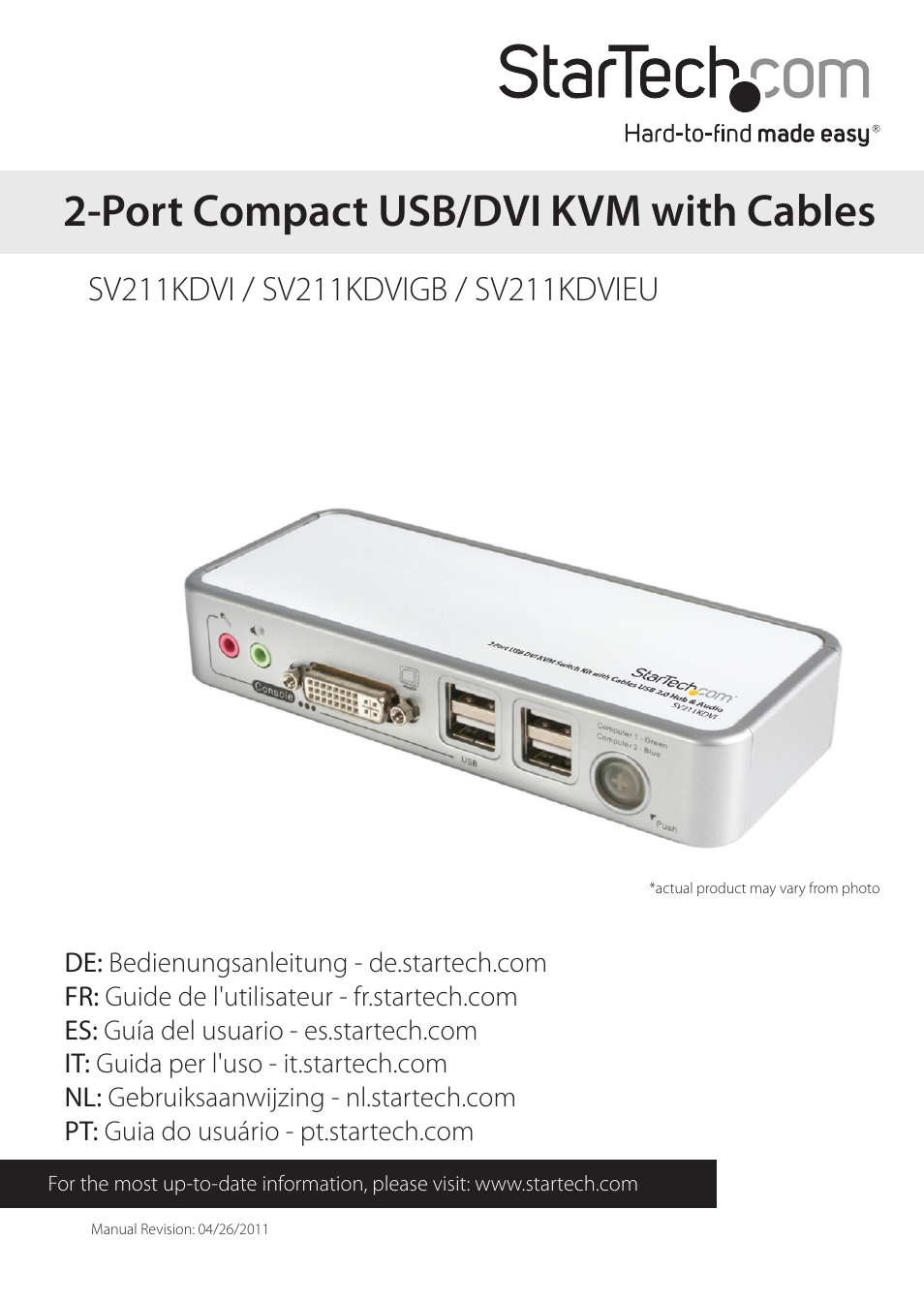 StarTech.com SV211KDVI User Manual | 10 pages