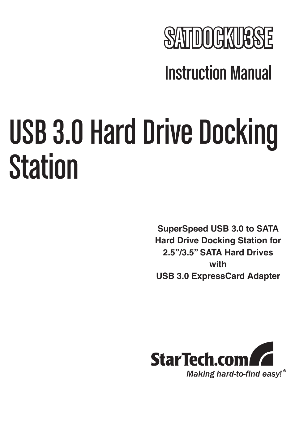 StarTech.com SATDOCKU3S User Manual | 15 pages