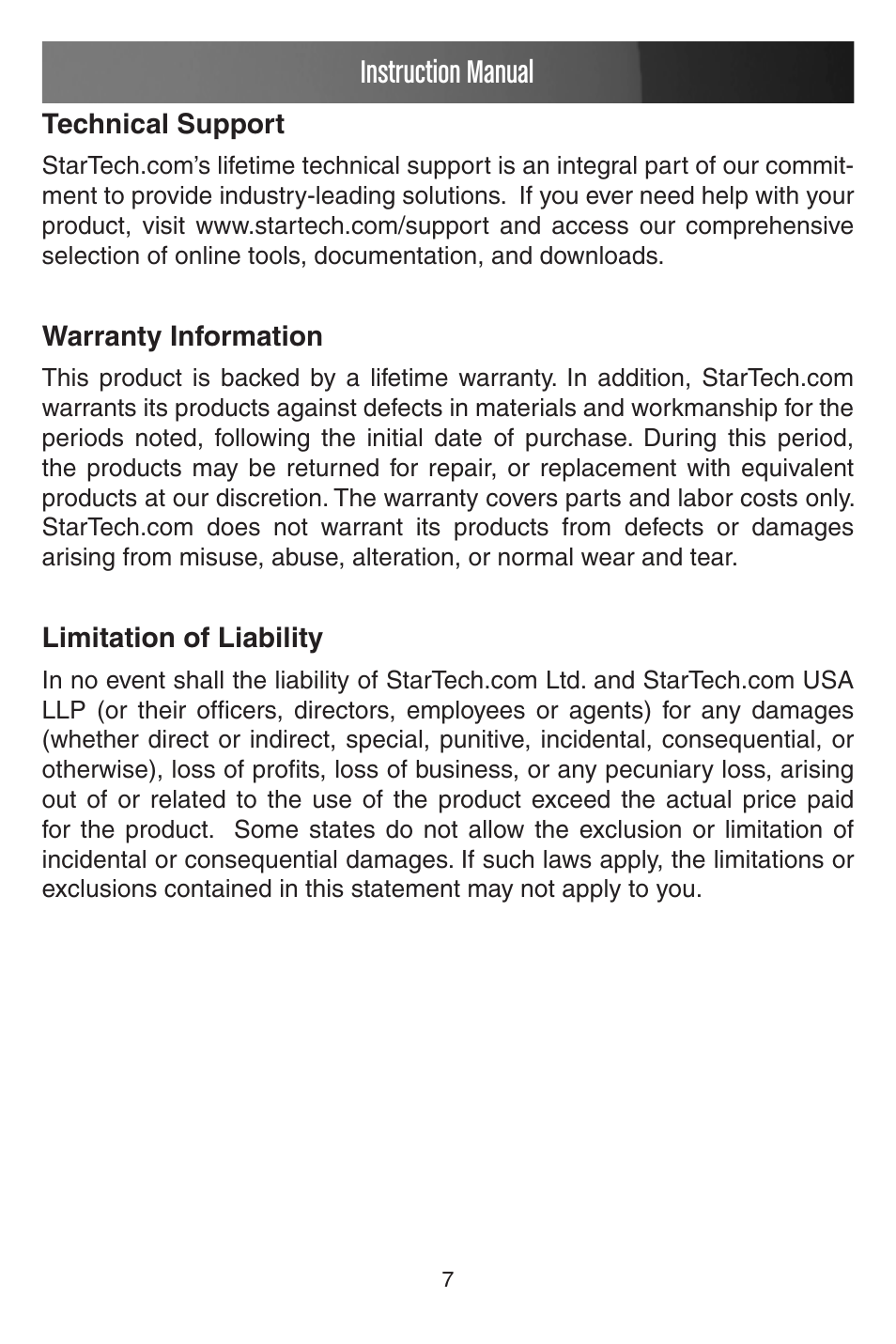 Instruction manual | StarTech.com PCI EXPRESS 10/100 PEX100S User Manual | Page 10 / 11