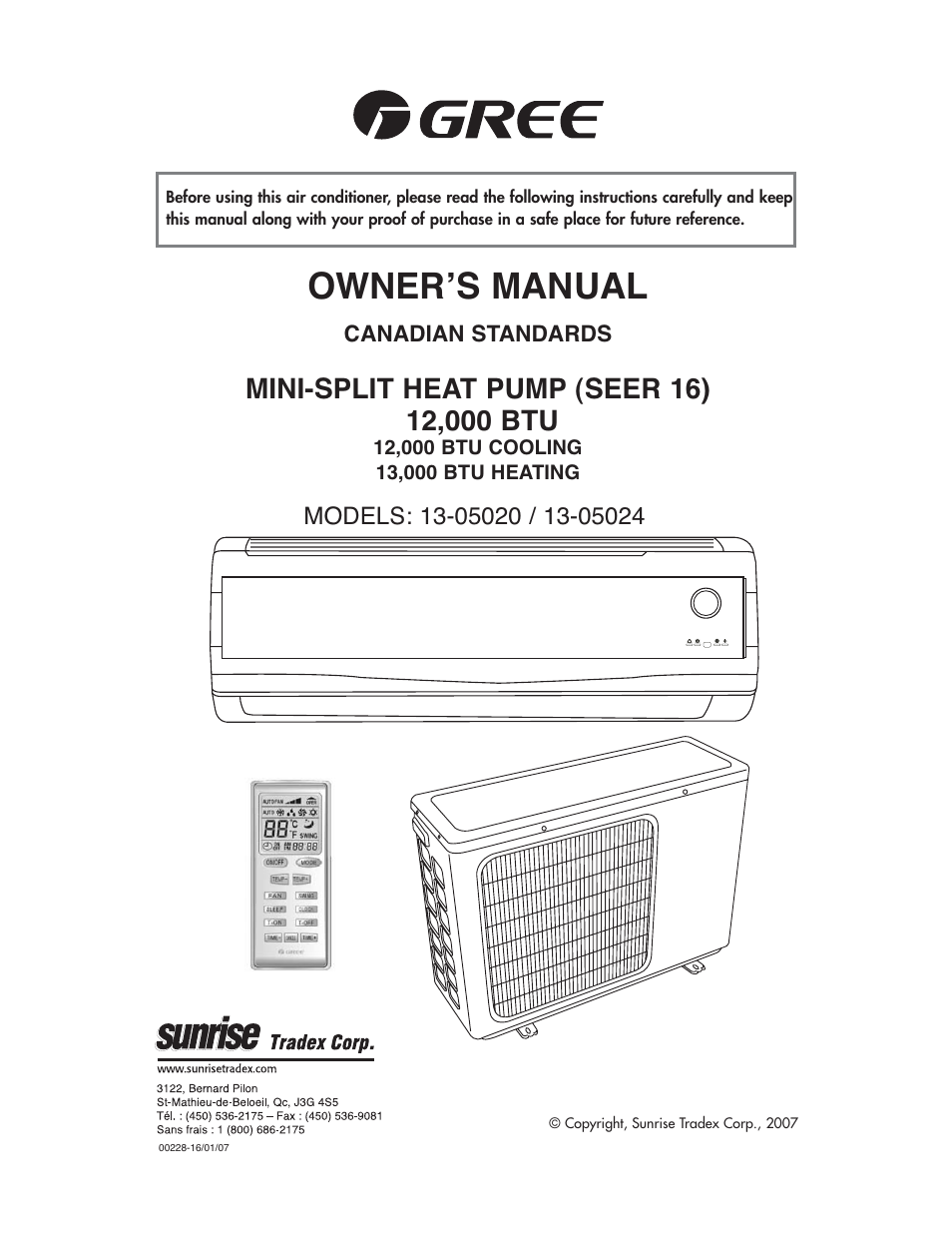 Sunrise Global 13-05024 User Manual | 24 pages